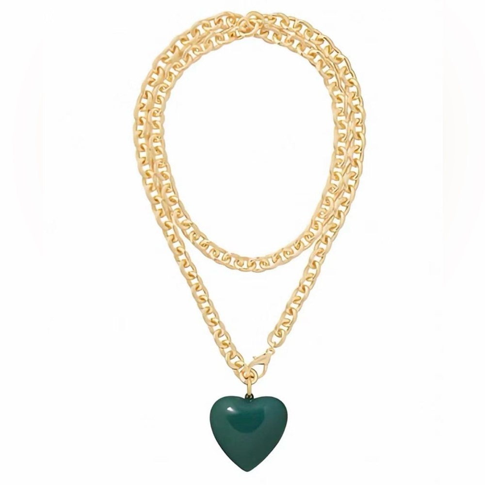 Roxanne Assoulin The Puffy Heart Necklace in Green *NEW*